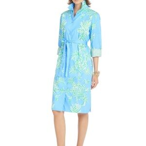 PATTY KIM Elizabeth Dress Blue and Green Long Sleeve Dress